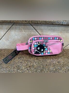 Kids Pink Polka Dot Cat Wristlet Pouch